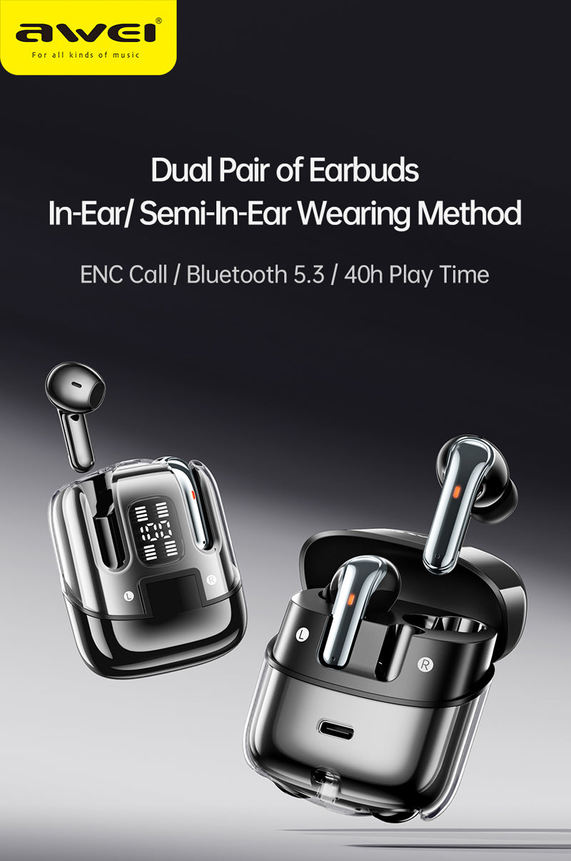 AWEI T79 ENC, coppie di cuffie Bluetooth con cancellazione del rumore