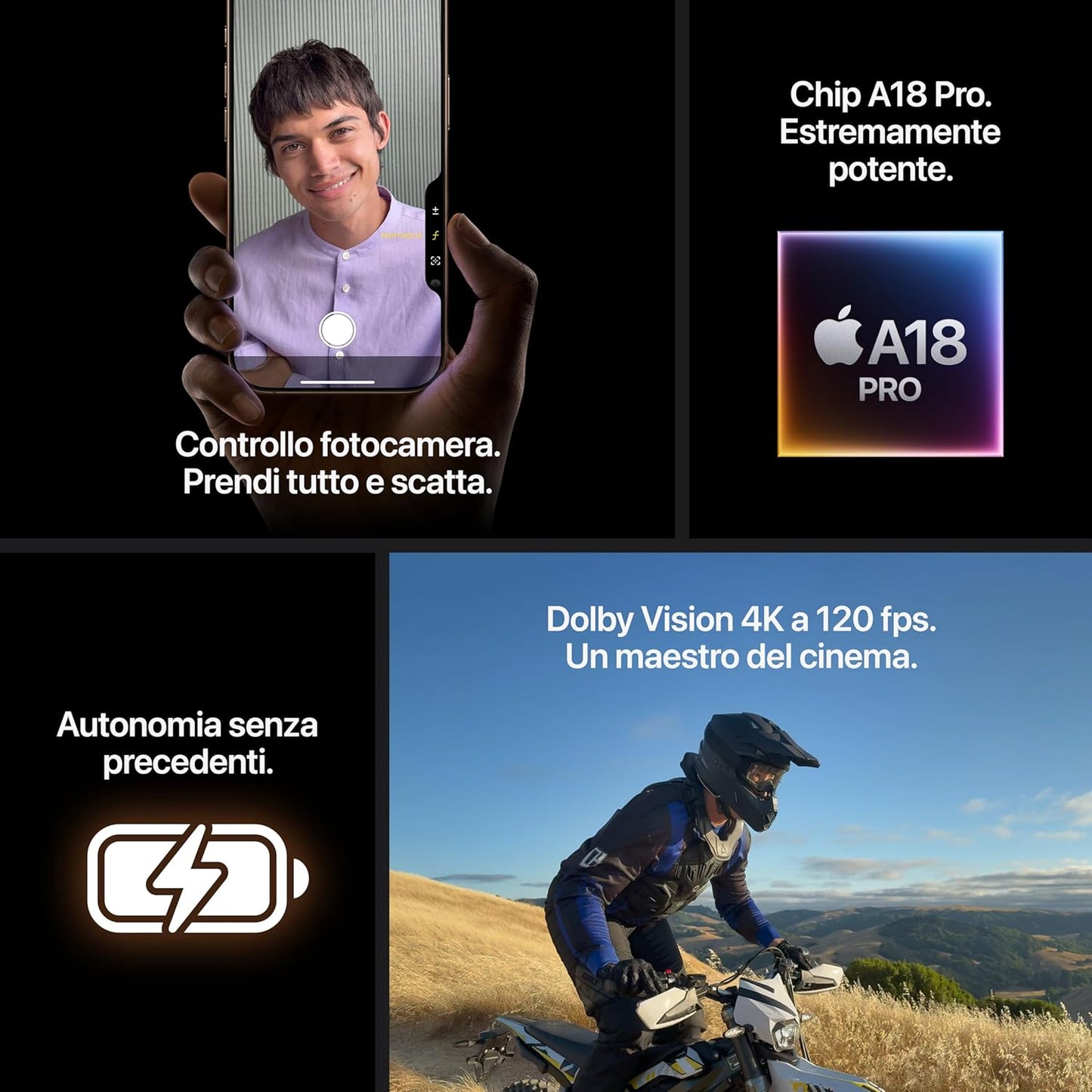 Apple iPhone 16 Pro Max 256 GB: Telefono 5G con Controllo fotocamera, Dolby Vision 4K a 120 fps e un’autonomia senza precedenti. Compatibile con AirPods; Titanio nero