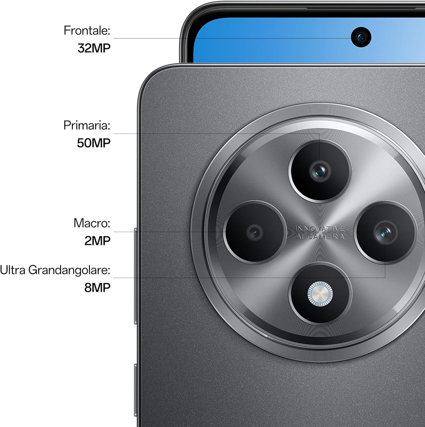 OPPO Reno12 FS AI Smartphone, Tripla fotocamera 50+8+2MP, Selfie 32MP, Display 6.67” 120HZ AMOLED FHD+, 5000mAh, RAM 16 GB (8+8) +ROM 512GB, Matte Gray