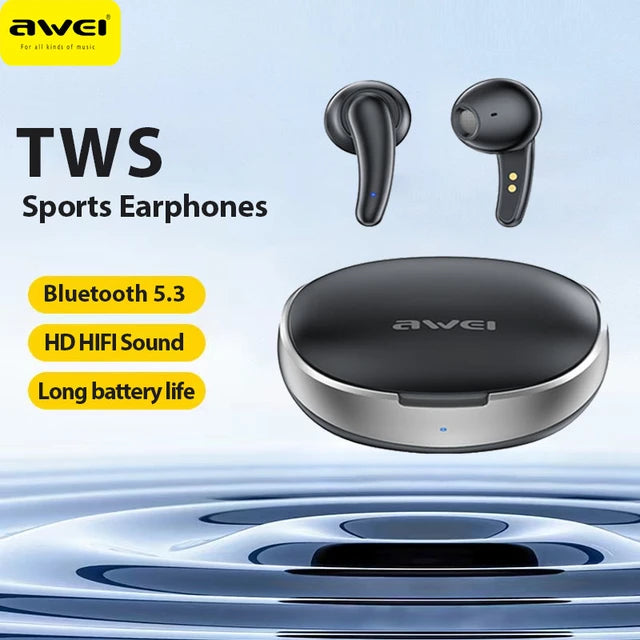 Awei T75 True Wireless Bluetooth cuffie 5.3 auricolare con microfono HD Call auricolari Hifi Sound TWS auricolari Gamer Headset