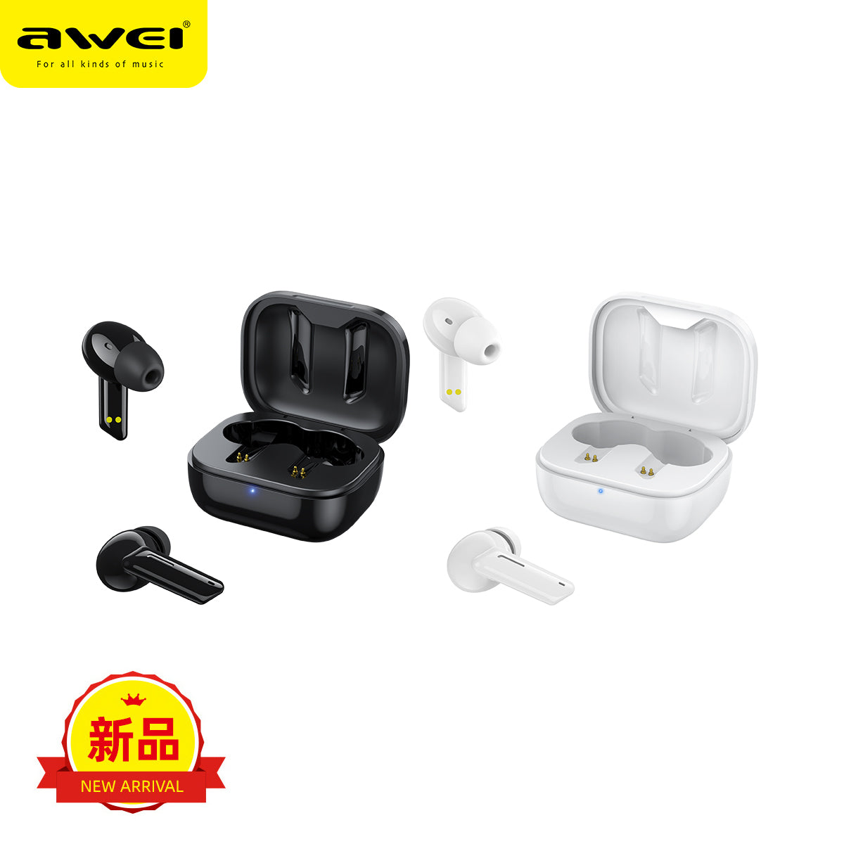 Awei T36 TWS Auricolari Bluetooth 5.3 Auricolare Bluetooth senza fili Cuffie da gioco in-ear Mini auricolari sportivi con microfono