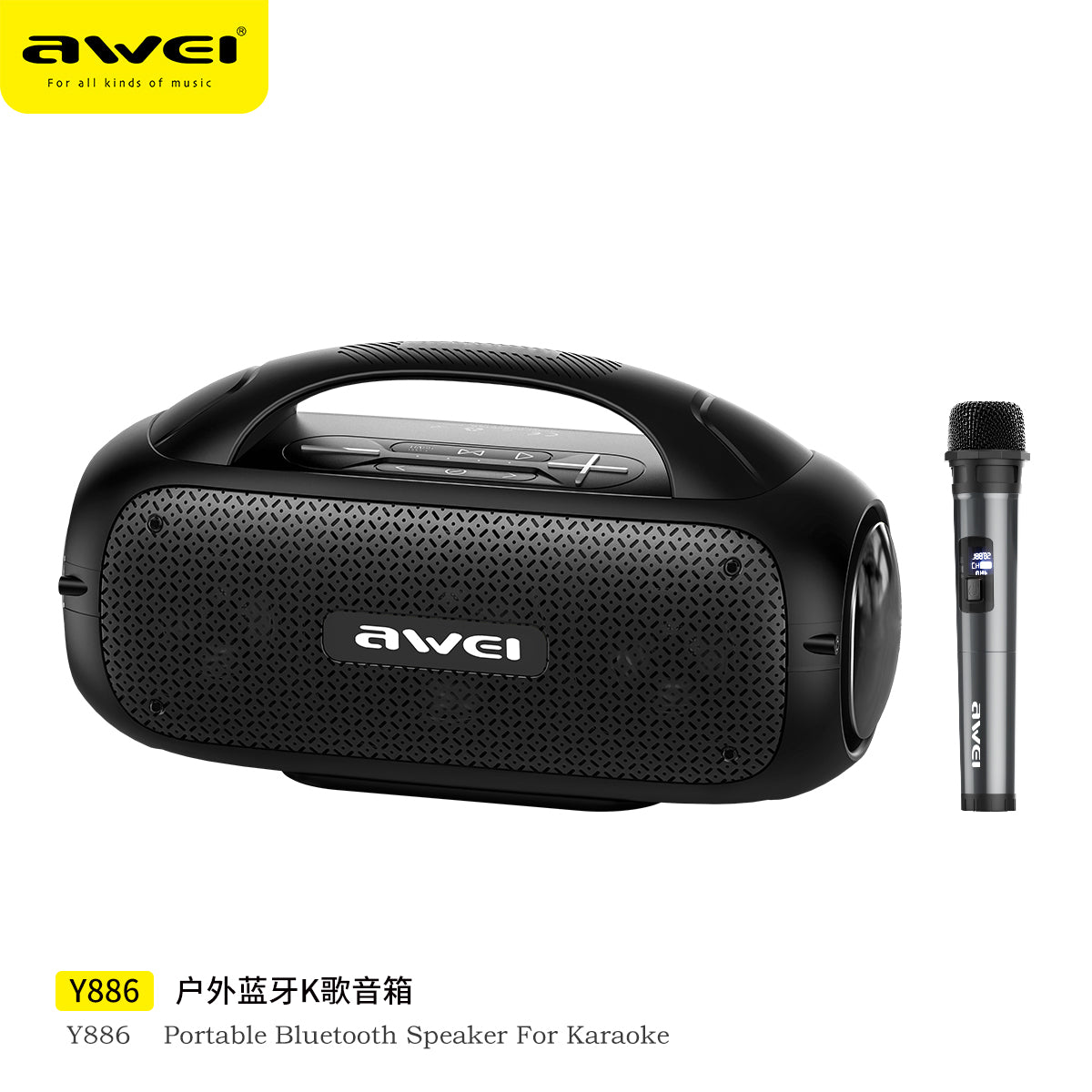 Awei Y887 Altoparlante portatile TWS Bluetooth 5.3 Altoparlante esterno con bassi bilanciati Lettore MP3 AUX Modalità LED multiple impermeabili
