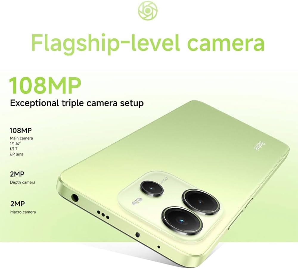XIAOMI Smartphone Redmi Note 14 NFC, 8+256 GB, con processore Helio G99 Ultra e Tripla fotocamera AI 108MP, Batteria 5500mAh, Ricarica Rapida 33W, Nero