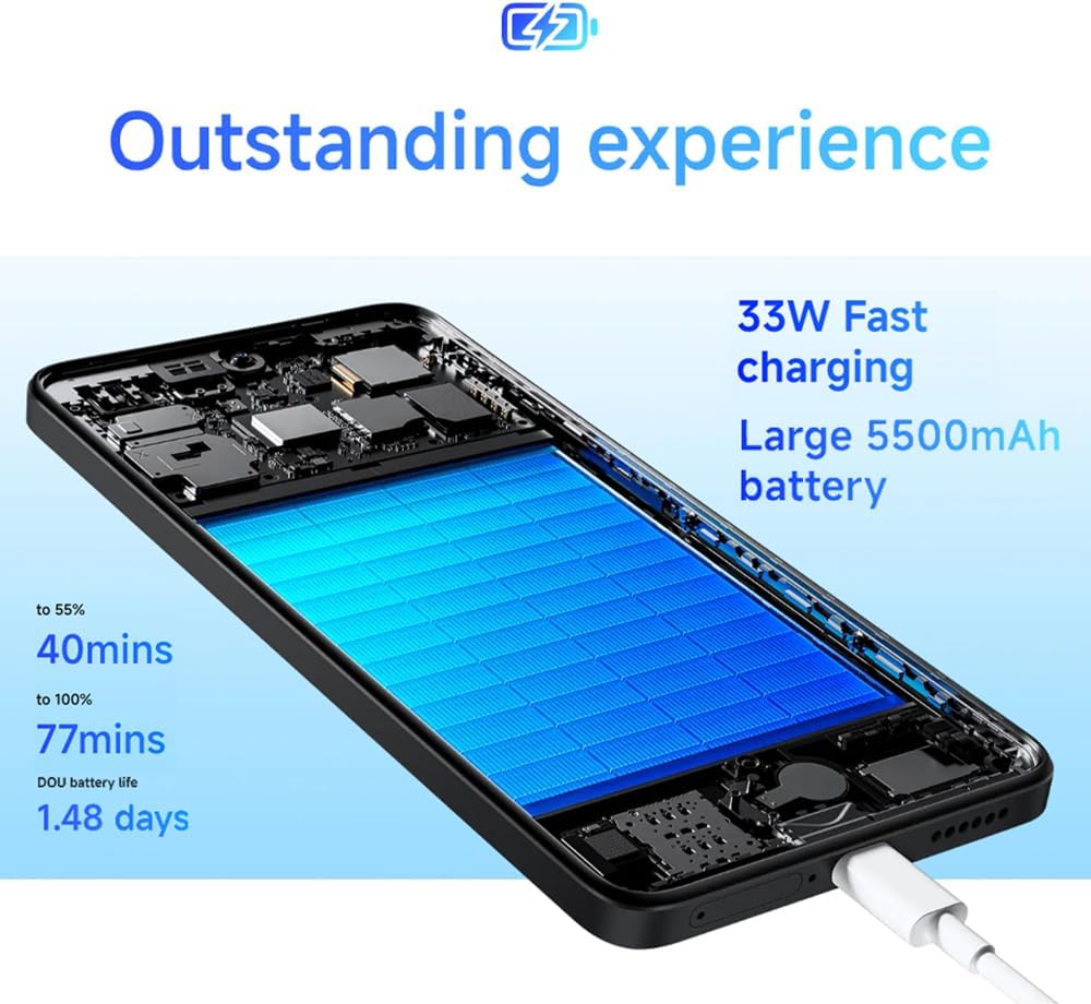 XIAOMI Smartphone Redmi Note 14 NFC, 8+256 GB, con processore Helio G99 Ultra e Tripla fotocamera AI 108MP, Batteria 5500mAh, Ricarica Rapida 33W, Nero