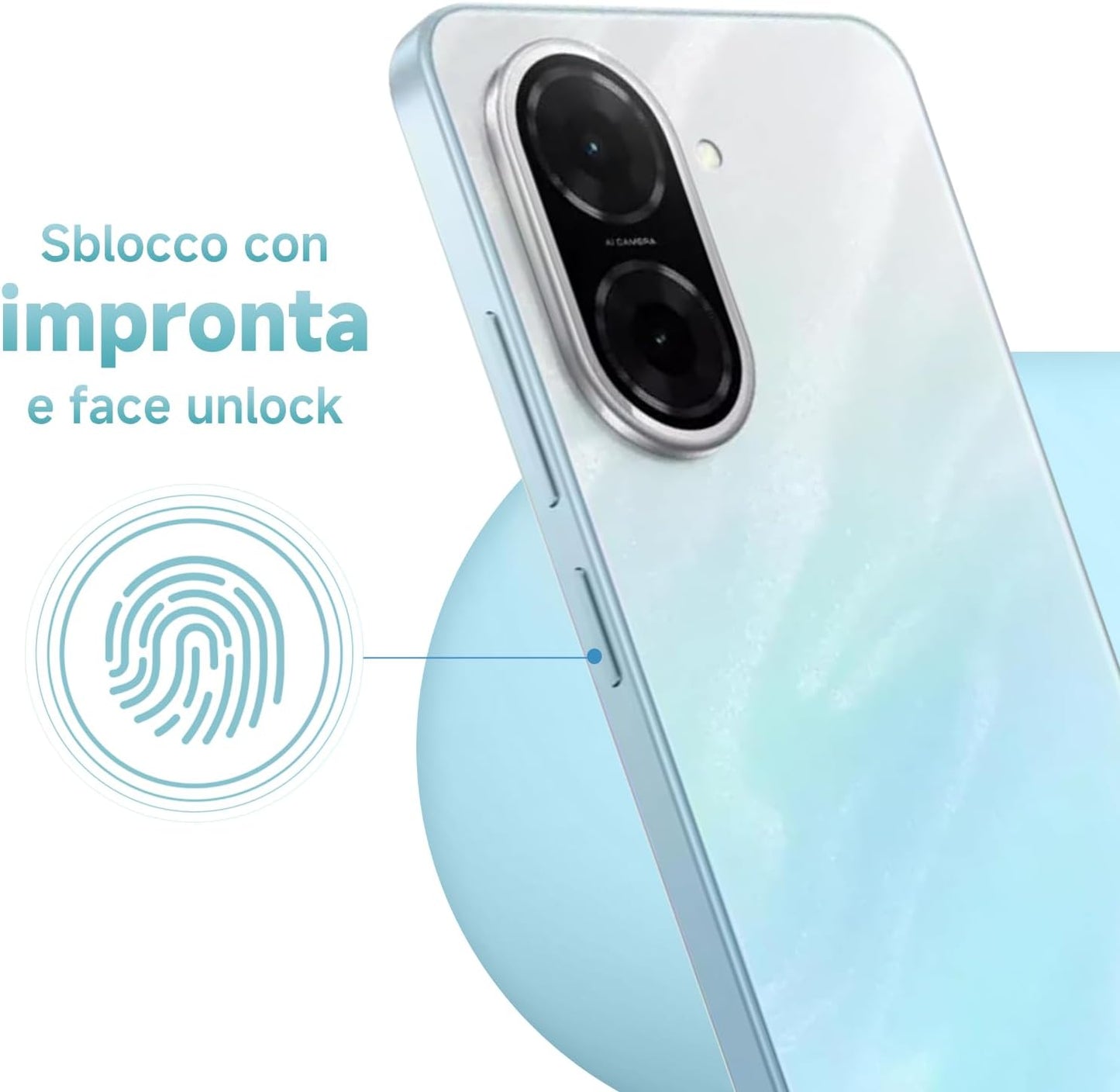 XIAOMI Redmi A5 Smartphone, 6.88" Display 120Hz, 4GB +128GB, Fotocamera AI 32MP, Batteria 5200 mAh, Sensore Impronte Laterale (Blu)